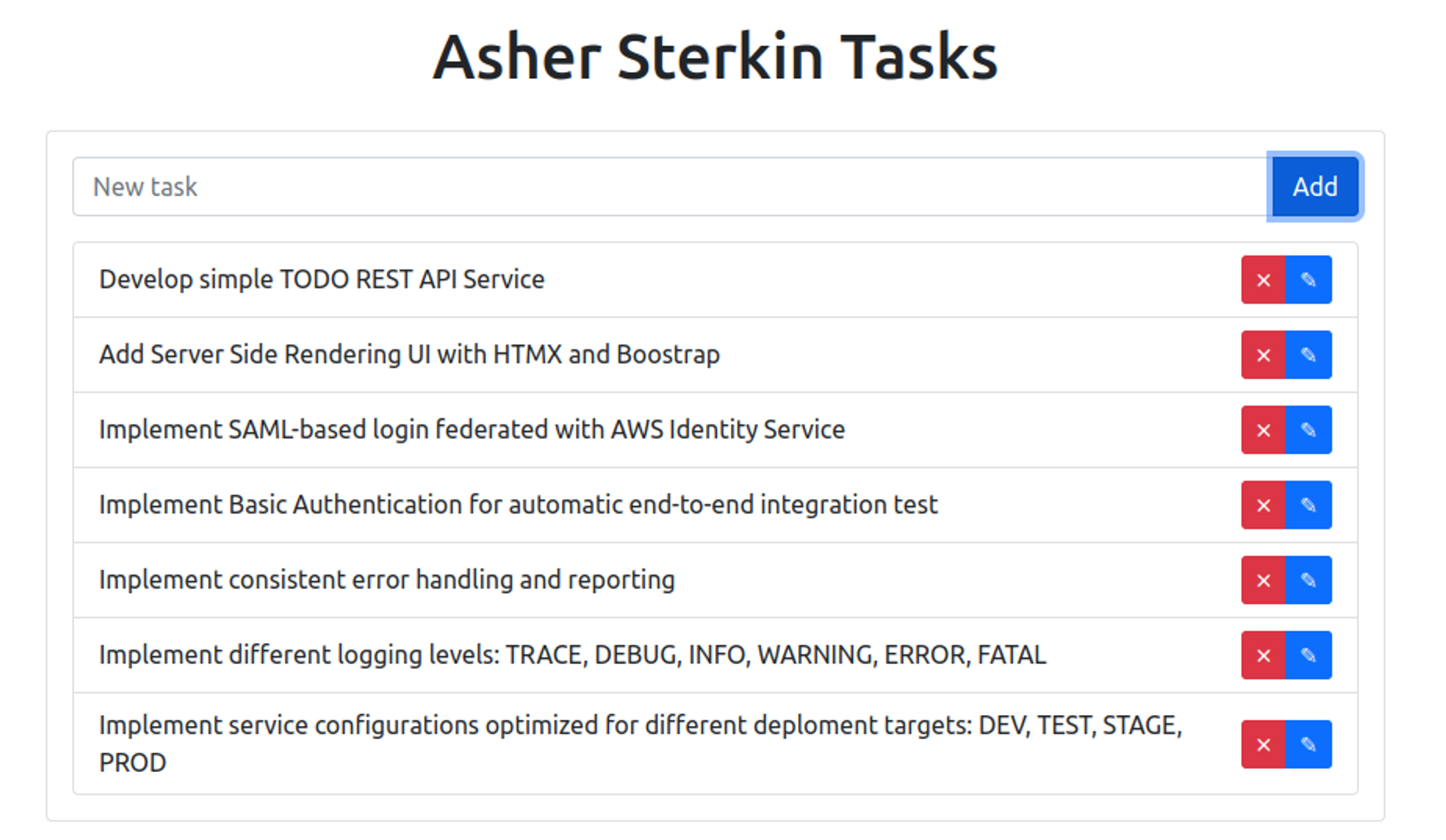 Asher Sterkin Tasks